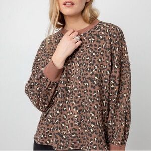 Rails Reeves Mountain Leopard Oversized Crewneck Sweatshirt Women's Size Medium